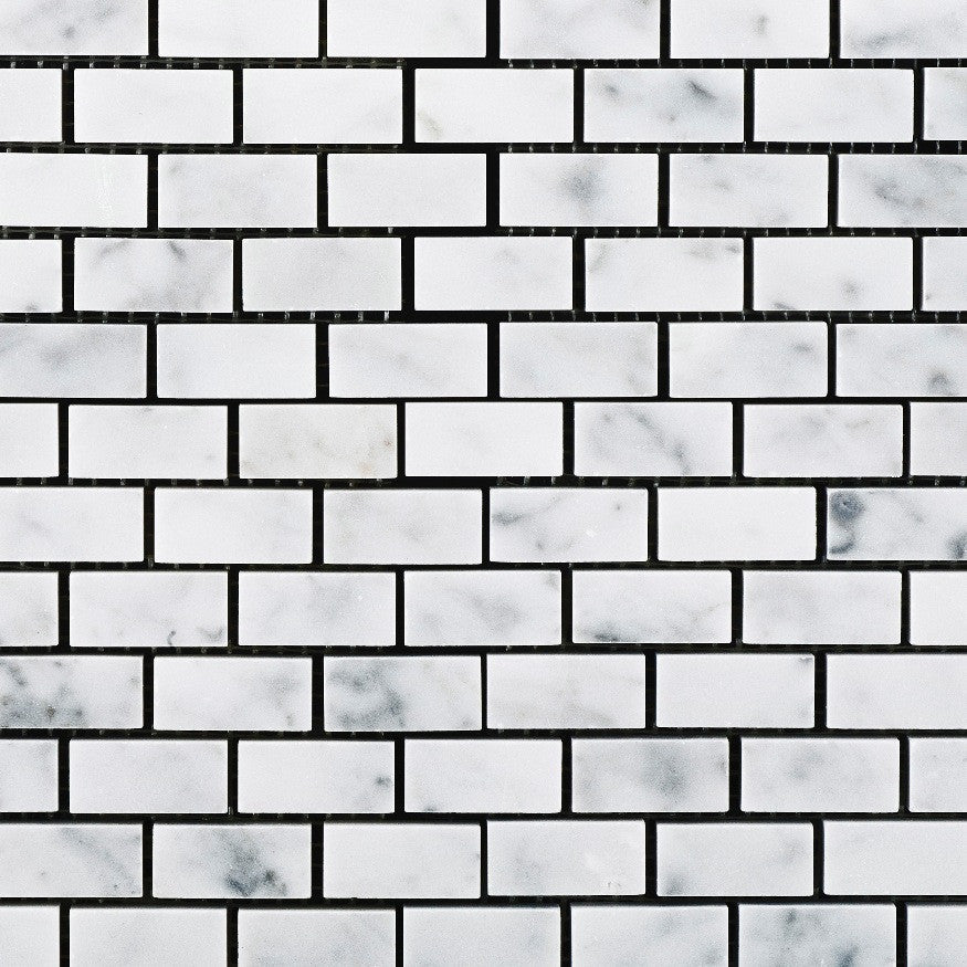 Carrara White Marble Polished Baby Brick Mosaic Tile