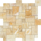 Honey Onyx Polished Mini Versailles Mosaic Tile