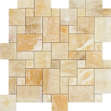 Honey Onyx Polished Mini Versailles Mosaic Tile