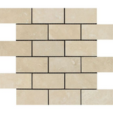 2 X 4 Ivory Travertine Honed Brick Mosaic