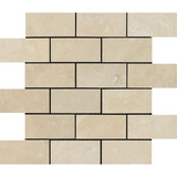 2 X 4 Ivory Travertine Honed Brick Mosaic