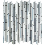 Thassos White Marble Honed Tricolor ( Thassos +Carrara + Blue-Gray ) Bamboo Sticks Mosaic-Marble Mosaic-American Tile Depot