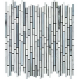 Thassos White Marble Polished Tricolor ( Thassos +Carrara + Blue-Gray ) Bamboo Sticks Mosaic