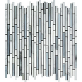 Thassos White Marble Polished Tricolor ( Thassos +Carrara + Blue-Gray ) Bamboo Sticks Mosaic