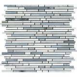 Thassos White Marble Honed Tricolor ( Thassos +Carrara + Blue-Gray ) Bamboo Sticks Mosaic