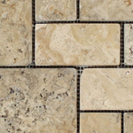 Philadelphia Travertine 3-Pieced Mini-Pattern Tumbled Mosaic Tile-Travertine Mosaic-American Tile Depot