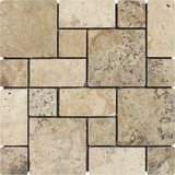 Philadelphia Travertine 3-Pieced Mini-Pattern Tumbled Mosaic Tile