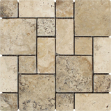 Philadelphia Travertine 3-Pieced Mini-Pattern Tumbled Mosaic Tile