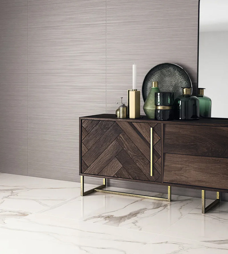 24 X 48 Calacatta Gold Lux Semi-Polished Marble Look Porcelain Tile-Porcelain Tile Large Formate-American Tile Depot