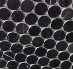 1" Black Marquina Marble Polished Penny Round Mosaic Tile-Marble Mosaic-American Tile Depot