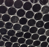 1" Black Marquina Marble Polished Penny Round Mosaic Tile