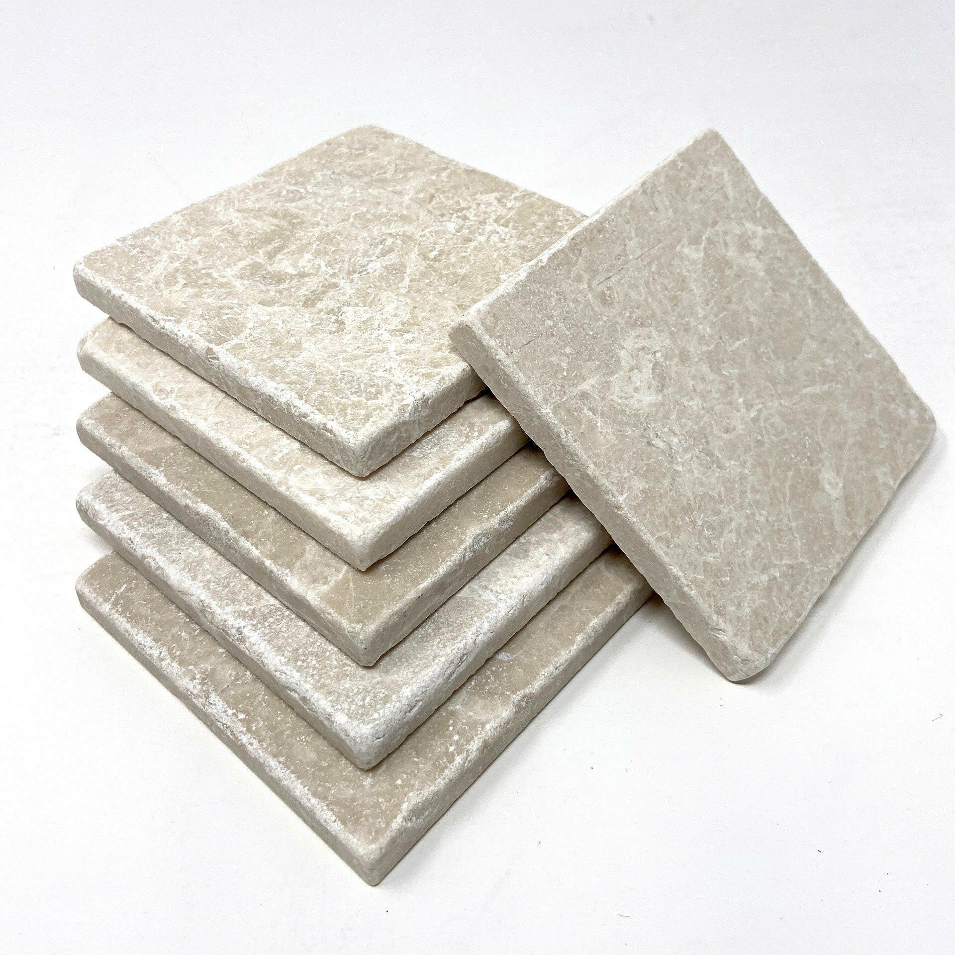 Botticino Beige Marble Handmade Coasters - Set of 4-American Tile Depot