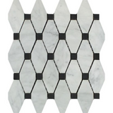 Carrara White Marble Polished Octave Pattern Mosaic Tile w/ Black Dots