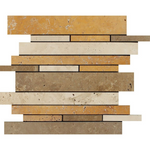 Mixed Travertine Honed Random Strip Mosaic Tile-Travertine Mosaic-American Tile Depot