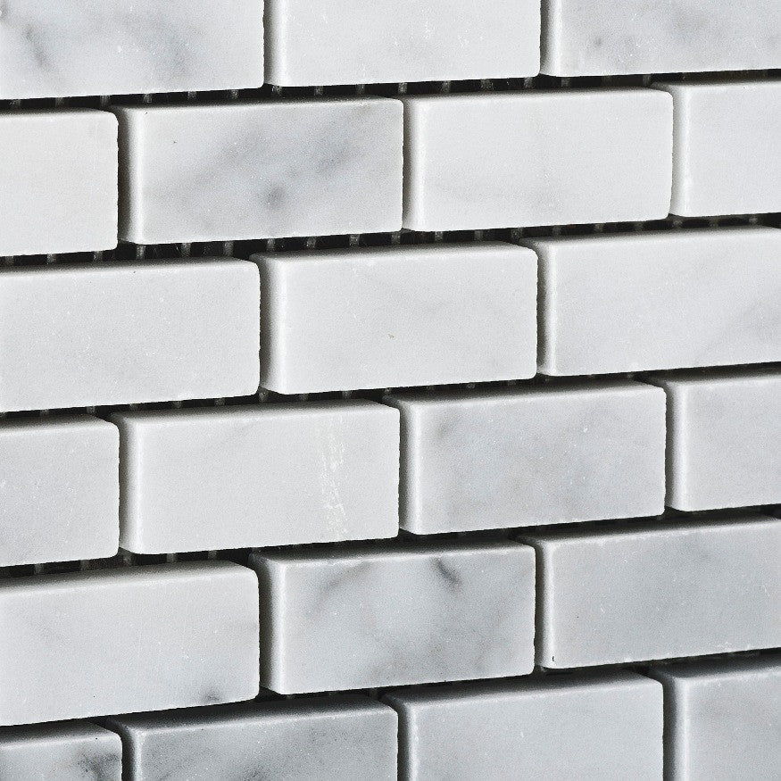 Carrara White Marble Honed Baby Brick Mosaic Tile