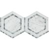 Carrara White Marble Polished 5" Hexagon Combination Mosaic Tile w / Blue-Gray