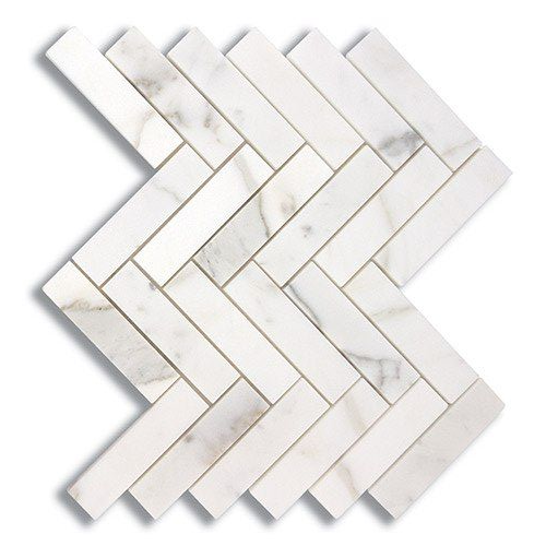 Calacatta Gold Marble Polished 1 x 4 Herringbone Mosaic Tile-Marble Mosaic-American Tile Depot