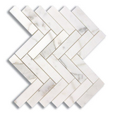 Calacatta Gold Marble Honed 1 x 4 Herringbone Mosaic Tile