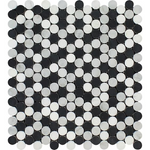 Thassos White Marble Honed Penny Round Mosaic Tile w/ Black Dots-Marble Mosaic-American Tile Depot