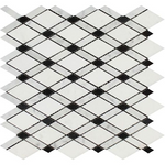 Thassos White Marble Honed Lattice Mosaic Tile w / Black Dots-Marble Mosaic-American Tile Depot