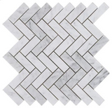 Carrara White Marble Polished 1 x 3 Herringbone Mosaic Tile