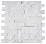 1 X 2 Thassos White Marble Split-Faced Mosaic Tile-Marble Mosaic-American Tile Depot