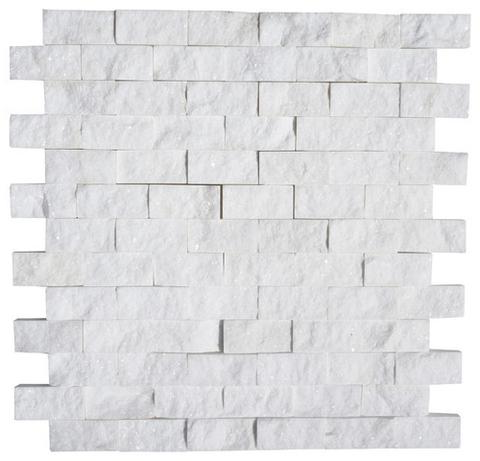 1 X 2 Thassos White Marble Split-Faced Mosaic Tile-Marble Mosaic-American Tile Depot