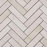 Crema Marfil Marble Polished 1 x 4 Herringbone Mosaic Tile