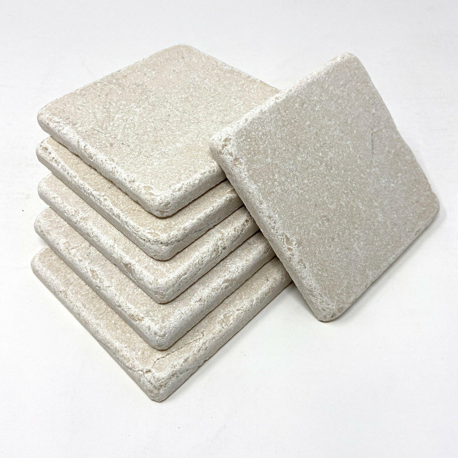 Crema Marfil Marble Handmade Coasters - Set of 4-American Tile Depot