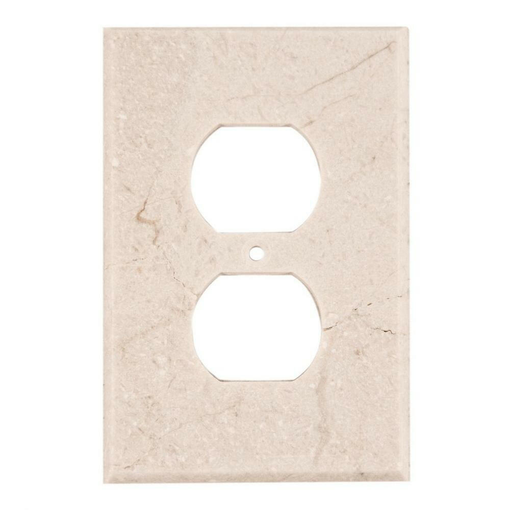 Crema Marfil Marble Single Duplex Switch Wall Plate / Switch Plate / Cover-American Tile Depot