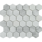 Bianco Venatino (Bianco Mare) Marble Honed 2" Hexagon Mosaic Tile-Marble Mosaic-American Tile Depot