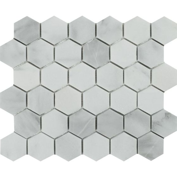 Bianco Venatino (Bianco Mare) Marble Honed 2" Hexagon Mosaic Tile-Marble Mosaic-American Tile Depot