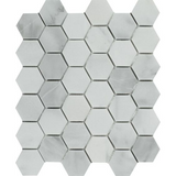 Bianco Venatino (Bianco Mare) Marble Honed 2" Hexagon Mosaic Tile-Marble Mosaic-American Tile Depot