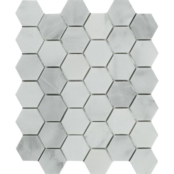 Bianco Venatino (Bianco Mare) Marble Honed 2" Hexagon Mosaic Tile-Marble Mosaic-American Tile Depot