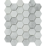 Bianco Venatino (Bianco Mare) Marble Polished 2" Hexagon Mosaic Tile