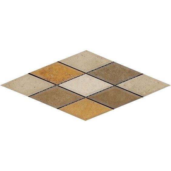 3 X 6 Mixed Travertine Diamond / Rhomboid Honed & Beveled Mosaic Tile-Travertine Mosaic-American Tile Depot