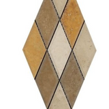 3 X 6 Mixed Travertine Diamond / Rhomboid Honed & Beveled Mosaic Tile