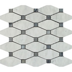 Carrara White Marble Honed Octave Pattern Mosaic Tile w/ Blue Gray Dots-Marble Mosaic-American Tile Depot