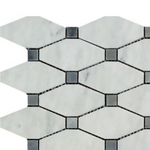 Carrara White Marble Honed Octave Pattern Mosaic Tile w/ Blue Gray Dots-Marble Mosaic-American Tile Depot