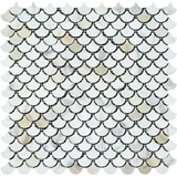 Calacatta Gold Marble Honed Fan Mosaic Tile-Marble Mosaic-American Tile Depot