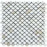 Calacatta Gold Marble Polished Fan Mosaic Tile-Marble Mosaic-American Tile Depot