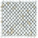 Calacatta Gold Marble Honed Fan Mosaic Tile-Marble Mosaic-American Tile Depot