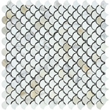 Calacatta Gold Marble Honed Fan Mosaic Tile-Marble Mosaic-American Tile Depot