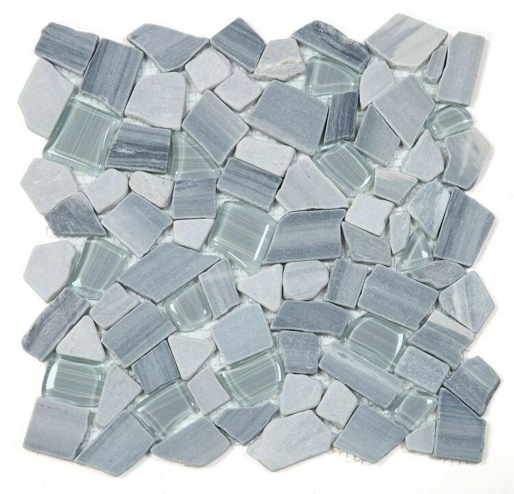 Drop Blue Honed Pebble Mosaic Wall Tile-American Tile Depot