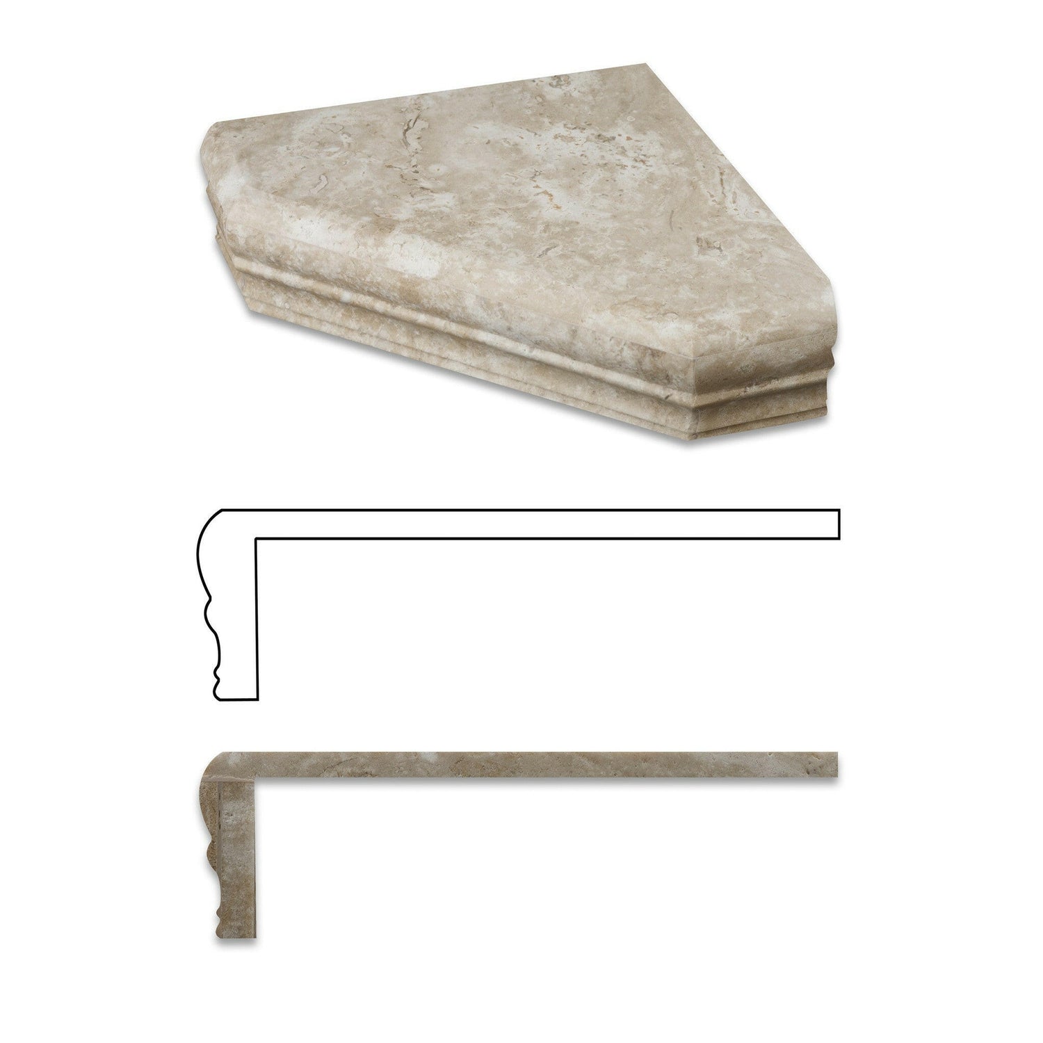 Durango Cream Travertine Hand-Made Custom Shower Corner Shelf - Honed-American Tile Depot