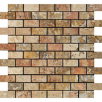 1 X 2 Scabos Travertine Polished Brick Mosaic Tile-Travertine Mosaic-American Tile Depot