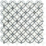 Carrara White Marble Honed Florida Flower Mosaic Tile w/Blue Gray Dots