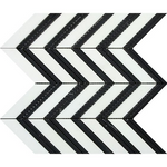 Thassos White Marble Honed Large Chevron Mosaic Tile w / Black Dots Strips-Marble Mosaic-American Tile Depot