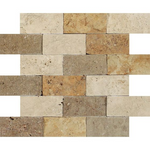 2 X 4 Mixed Travertine Split-Faced Brick Mosaic Tile-Travertine Mosaic-American Tile Depot