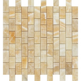 1 X 2 Honey Onyx Polished Brick Mosaic Tile